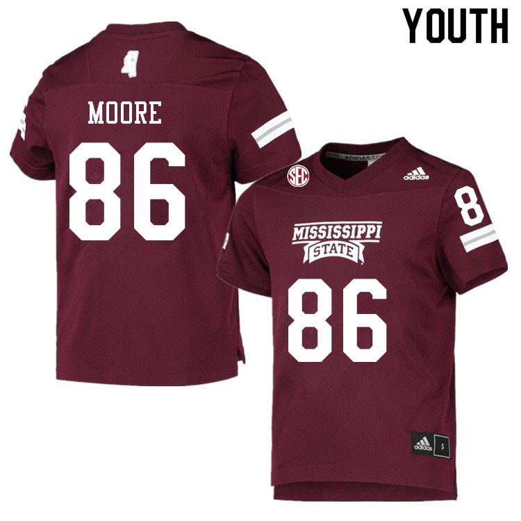 Youth #86 Jacobi Moore Mississippi State Bulldogs College Football Jerseys Sale-Maroon